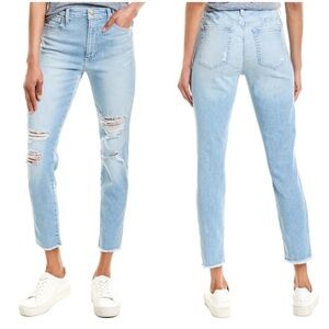 Joe's Distressed High Rise Crop Straight Leg Jeans Frayed Hem SZ 28